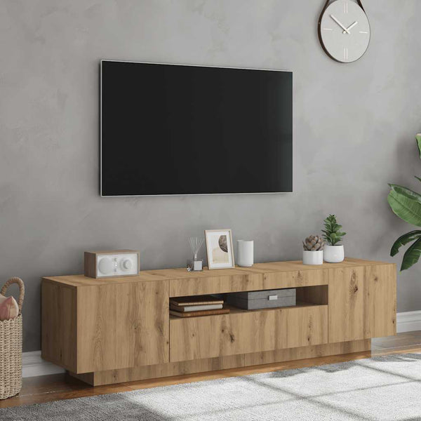 TV-Schrank aus Eiche Massivholz mit LED-Beleuchtung Filantropia 160x35x40cm