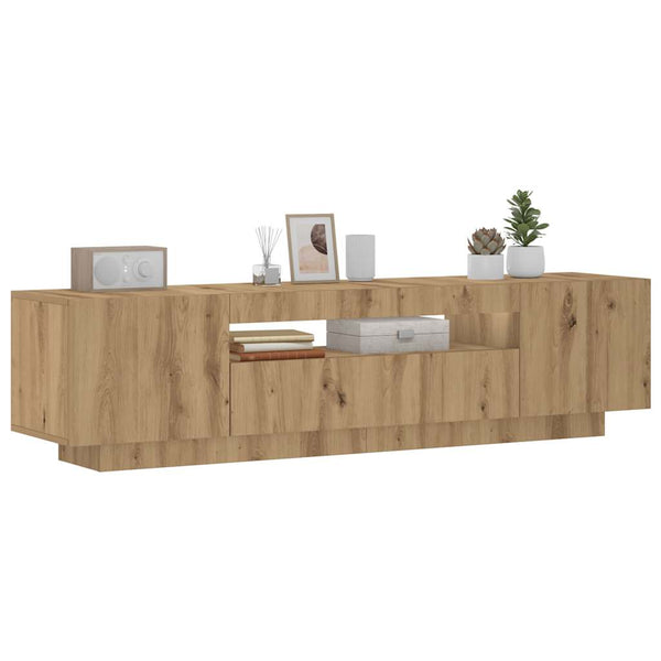 TV-Schrank aus Eiche Massivholz mit LED-Beleuchtung Filantropia 160x35x40cm