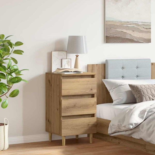 Nachttisch aus massivem Eichenholz Stanculea 40x35x69cm (Holz)