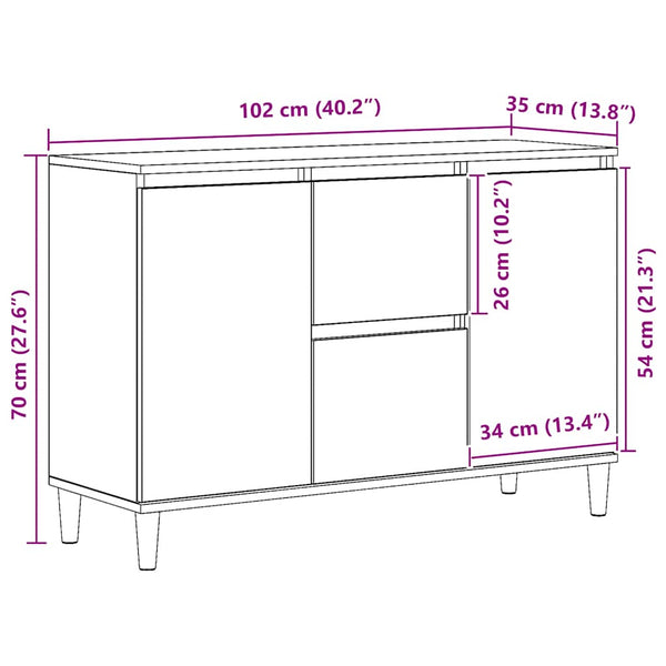 Handwerklich gefertigte Eichenkommode Nedelici 102x35x70cm (Holz)