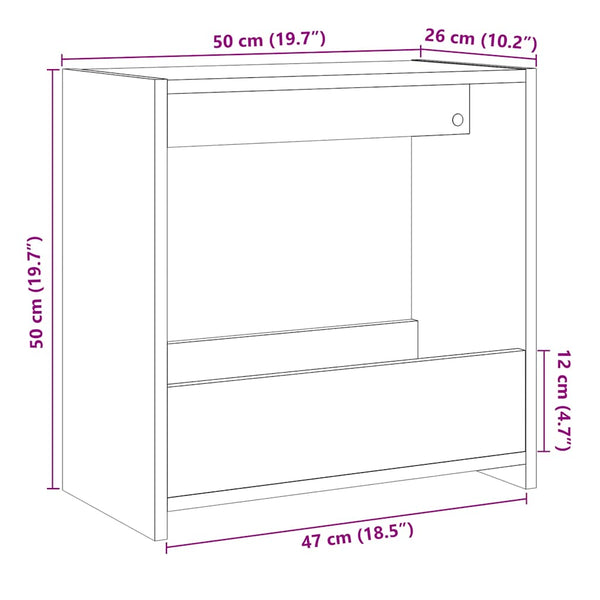 Vanha puu sivupöytä Jairo 50x26x50cm (lastulevy)
