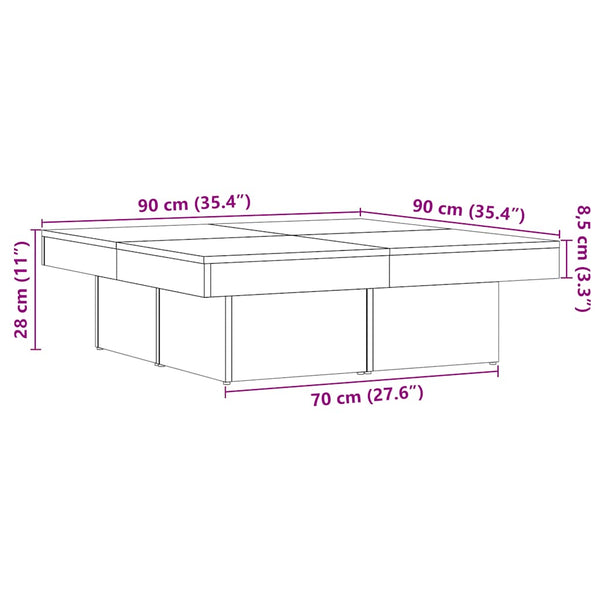 Vintage Couchtisch Narcisse 90x90x28cm (Spanplatte)