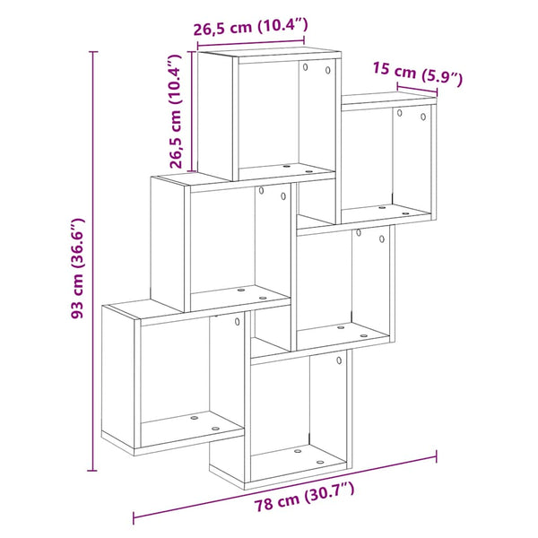 Regal Varol 78x15x93cm aus Altholz und Kuben (Spanplatte)