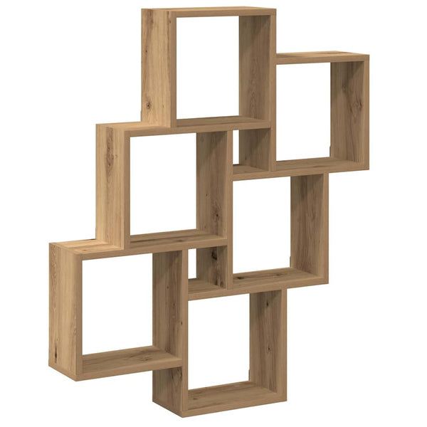 Handgefertigtes Eichenholz-Kubus-Wandregal Varol 78x15x93cm (Spanplatte)