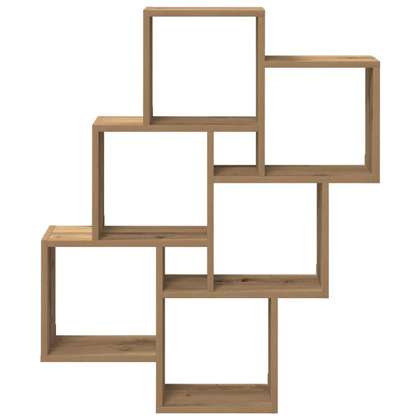 Handgefertigtes Eichenholz-Kubus-Wandregal Varol 78x15x93cm (Spanplatte)