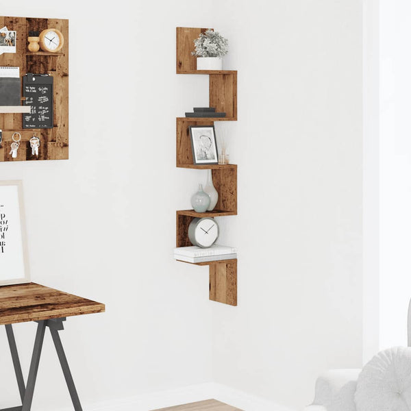 Altes Wand-Eckregal Donas 20x20x127,5cm (Spanplatte)