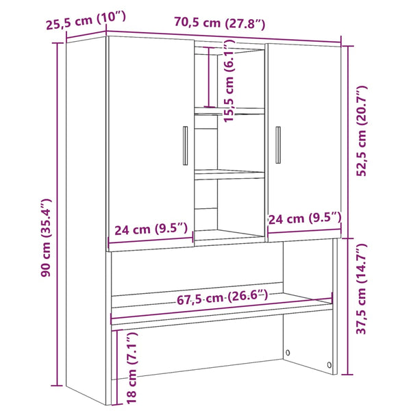 Betongrauer Waschmaschinenschrank Valerin 70,5x25,5x90cm