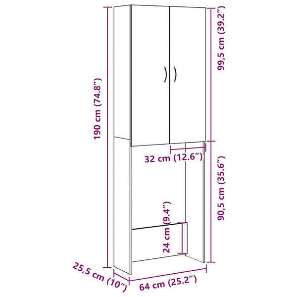 Antiker Holzwaschmaschinenschrank Zoe 64x25,5x190cm