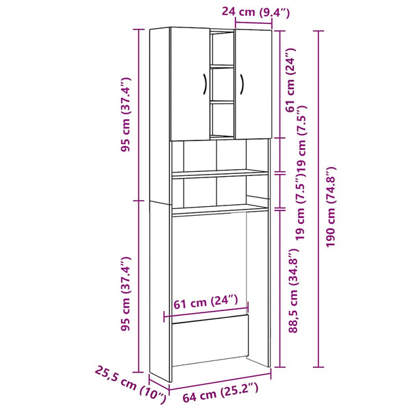 Alter Holzwaschmaschinenschrank Niculcea 64x25,5x190cm