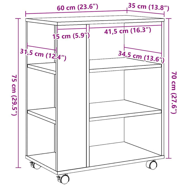 Alter Holzschrank auf Rollen Bernadina 60x35x75cm (Spanplatte)