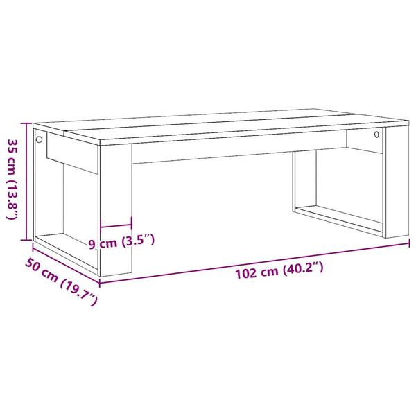 Couchtisch Musetoiu aus Eichenholz, handgefertigt, 102x50x35cm (Holz)