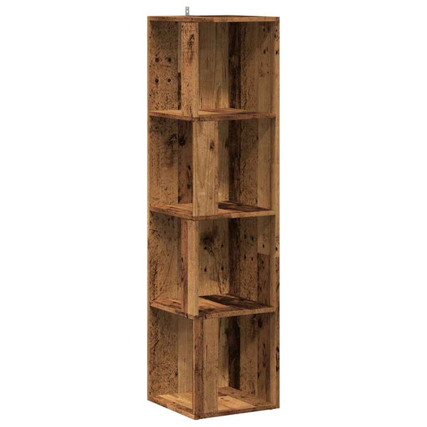 Alter Eckschrank aus Holz Kaleena 33x33x132cm (Spanplatte)