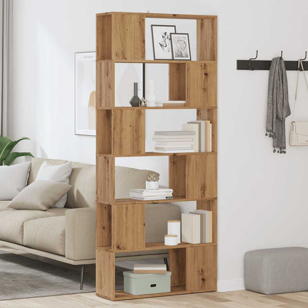 Handgefertigtes Eichen-Bücherregal/Raumteiler Donald 80x24x186cm