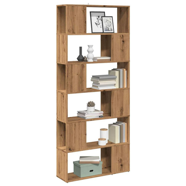 Handgefertigtes Eichen-Bücherregal/Raumteiler Donald 80x24x186cm