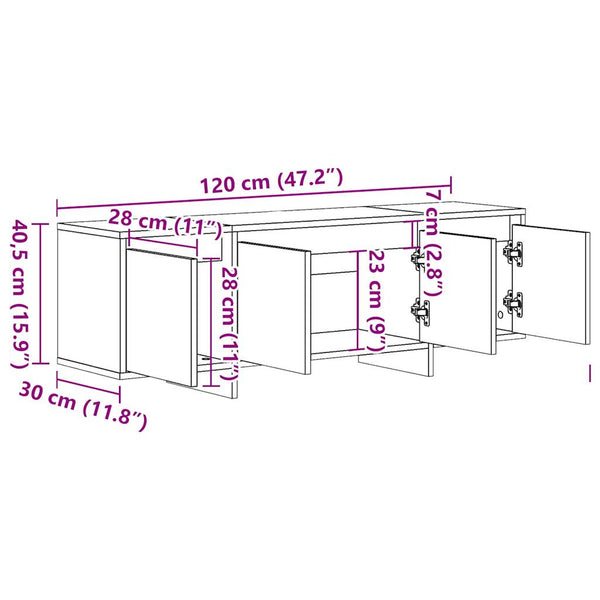TV-Möbel Vevere aus Altholz 120x30x40,5cm (Spanplatte)