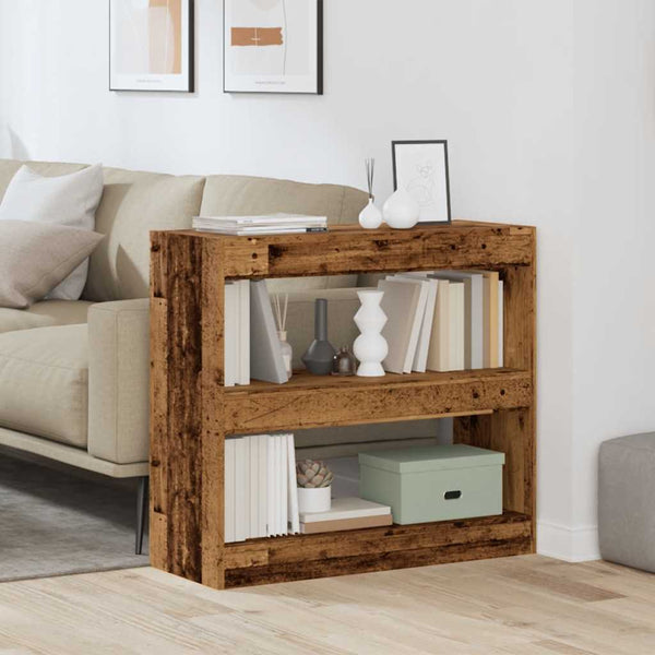 Antikes Holz-Bücherregal/-Raumteiler Milindora 80x30x72cm