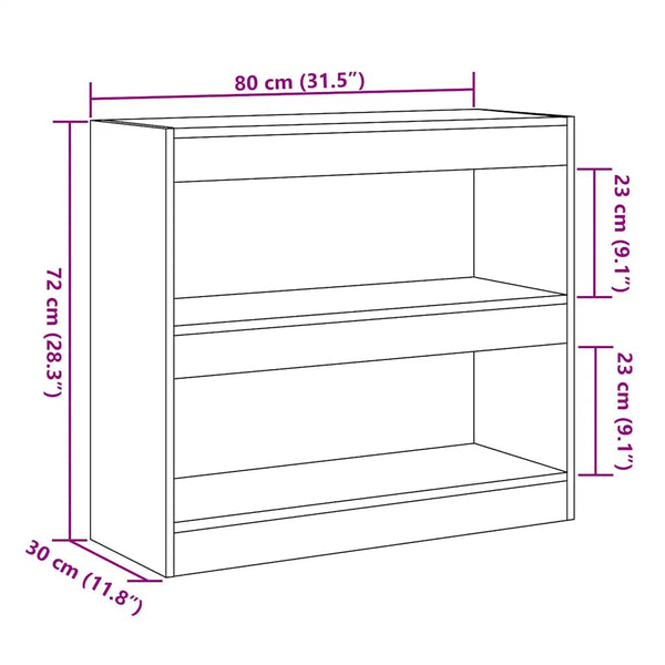 Antikes Holz-Bücherregal/-Raumteiler Milindora 80x30x72cm