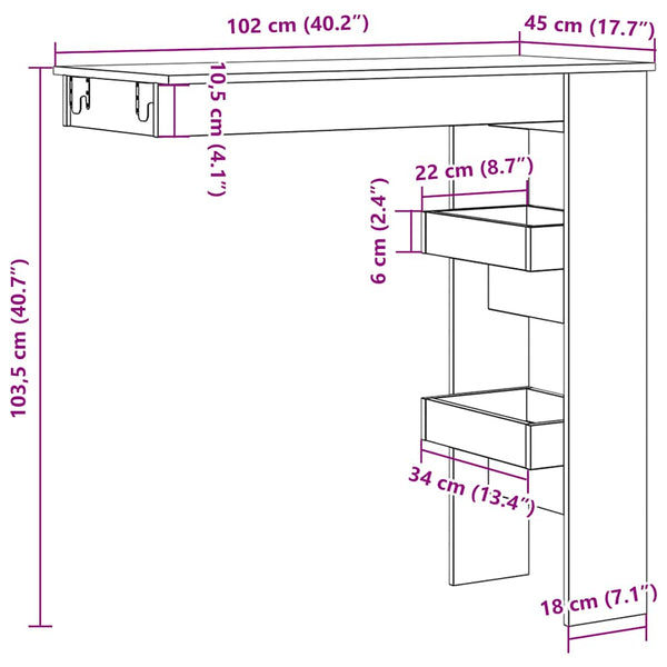 Altes Holz, wandmontierbar, Confectia 102x45x103,5cm (Holz)