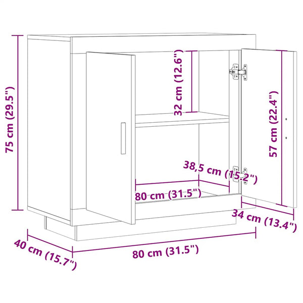 Schwarze Kommode Banel 80x40x75cm (Spanplatte)
