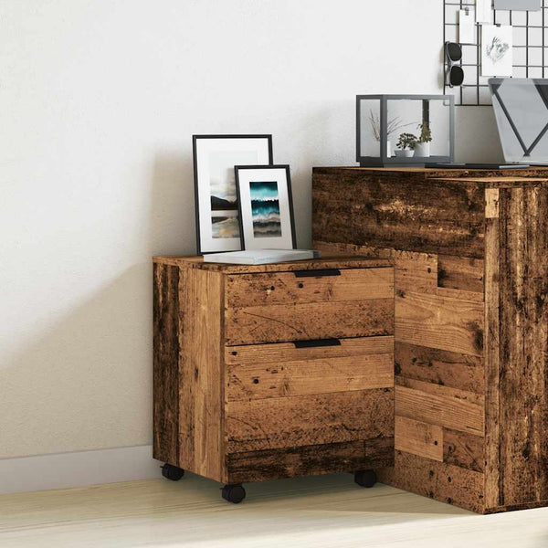 Alter Holz Aktenschrank Pinkasz 45x38x54cm (auf Rollen)