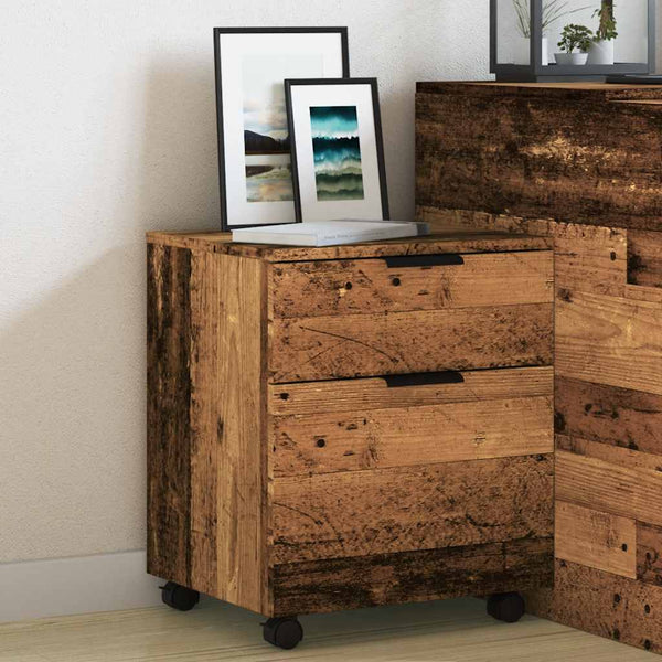 Alter Holz Aktenschrank Pinkasz 45x38x54cm (auf Rollen)