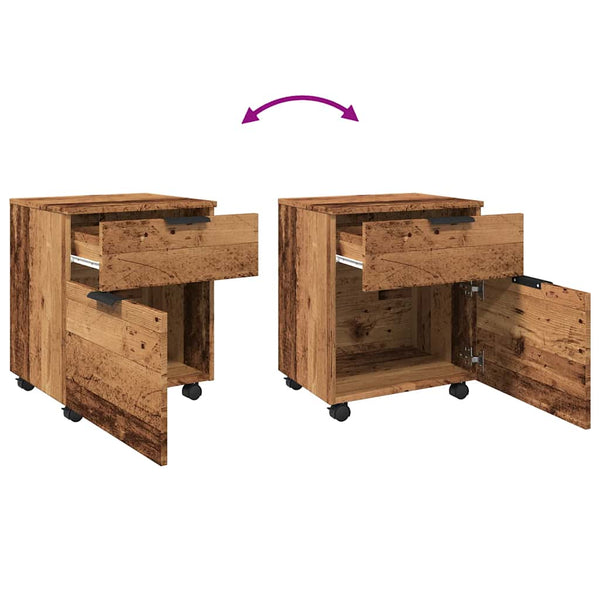 Alter Holz Aktenschrank Pinkasz 45x38x54cm (auf Rollen)