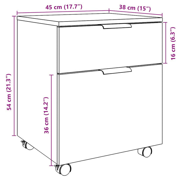 Alter Holz Aktenschrank Pinkasz 45x38x54cm (auf Rollen)