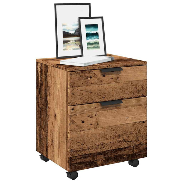 Alter Holz Aktenschrank Pinkasz 45x38x54cm (auf Rollen)
