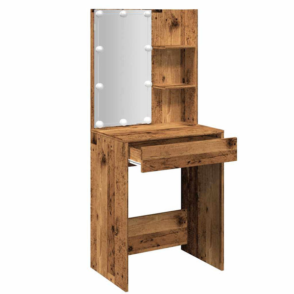 Vanha puu peilipöytä led-valoilla Corci 60x40x140cm