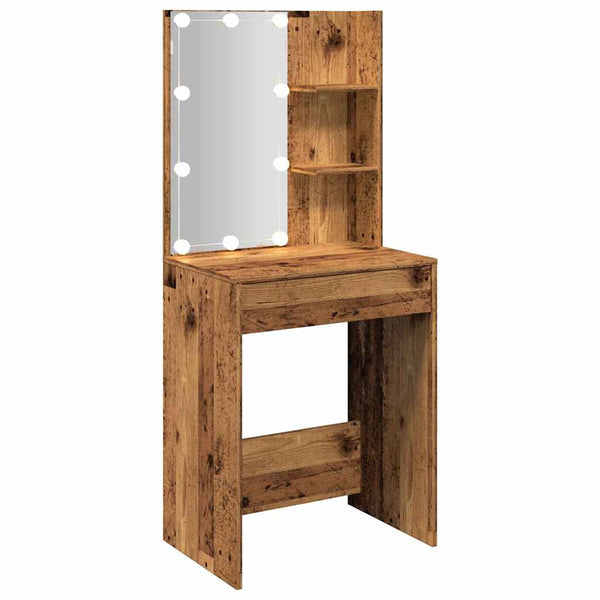 Vanha puu peilipöytä led-valoilla Corci 60x40x140cm