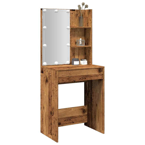 Vanha puu peilipöytä led-valoilla Corci 60x40x140cm