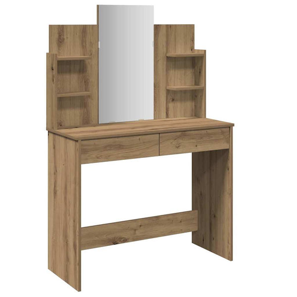 Schminktisch Dulfu aus Eichenholz, handgefertigt, 96x39x142cm