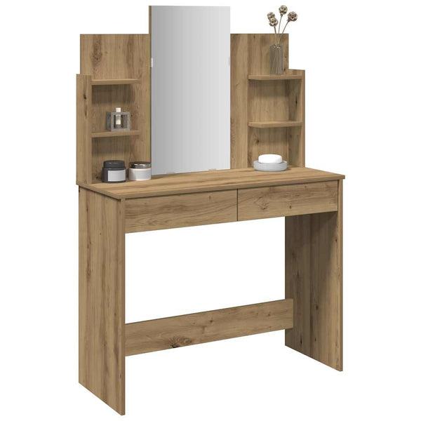 Schminktisch Dulfu aus Eichenholz, handgefertigt, 96x39x142cm