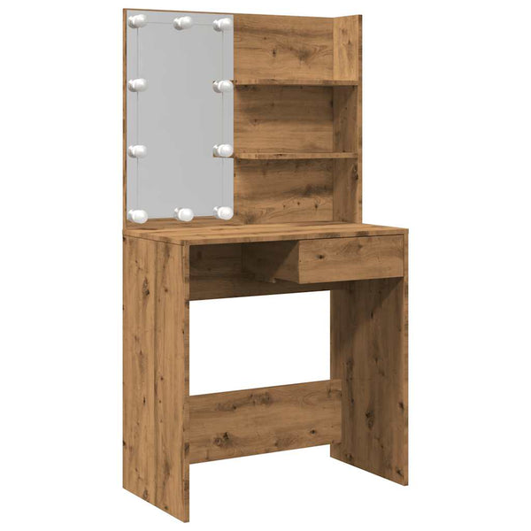 Schminktisch mit LED Flintoaca 74,5x40x141cm (Artisan Eiche)