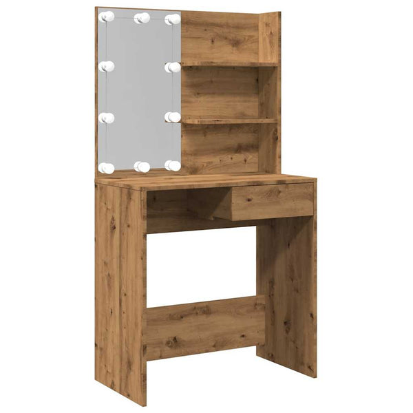 Schminktisch mit LED Flintoaca 74,5x40x141cm (Artisan Eiche)