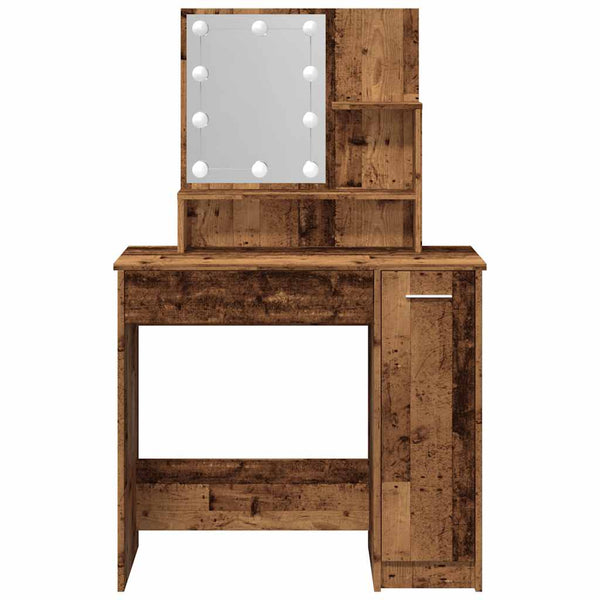 Alter Schminktisch aus Holz mit LED-Beleuchtung Gioni 86,5x35x136cm