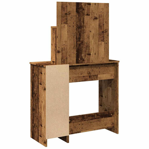 Alter Schminktisch aus Holz mit LED-Beleuchtung Gioni 86,5x35x136cm