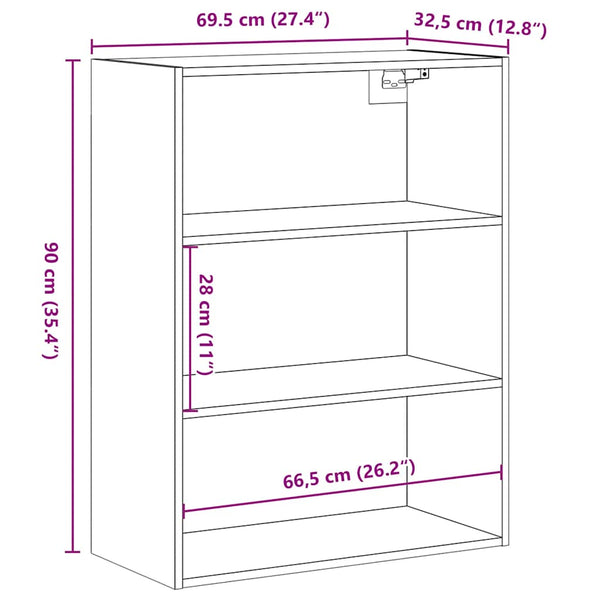 Alte hängende Wandvitrine aus Holz Balacescu 69,5x32,5x90cm