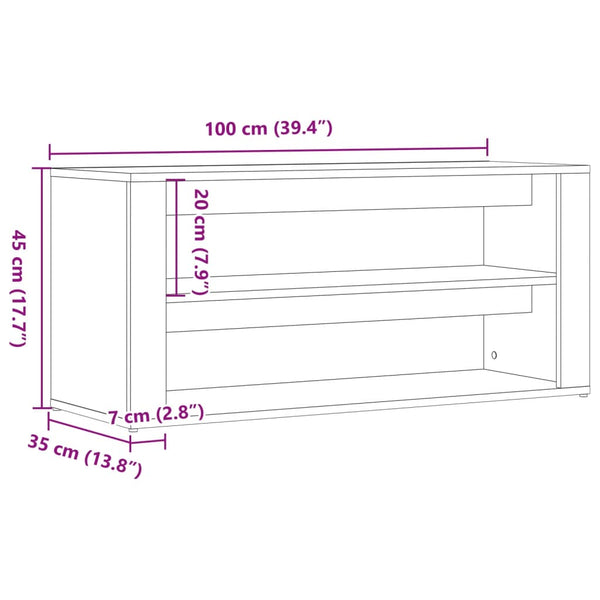 Schuhregal Hore 100x35x45cm (Altholz, Holz)