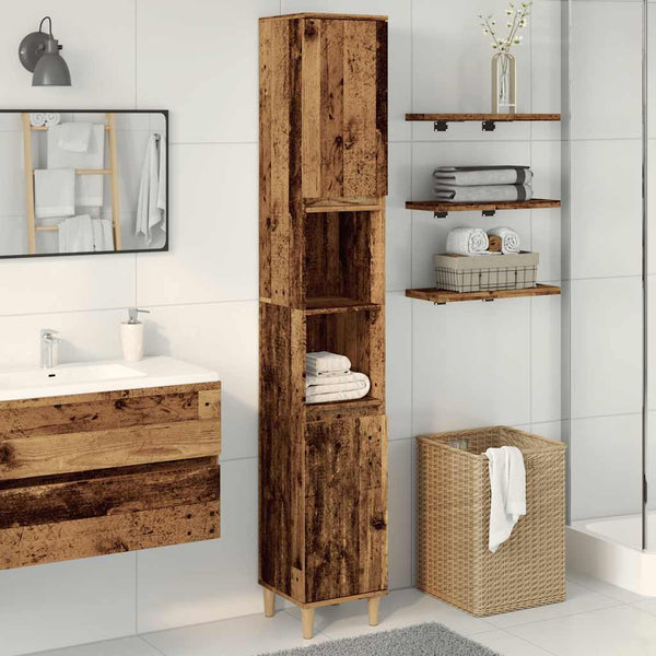 Alter Holz-Badschrank Arturo 30x30x190cm (Holz)
