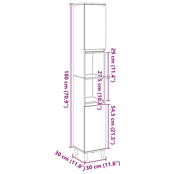 Alter Holz-Badschrank Arturo 30x30x190cm (Holz)