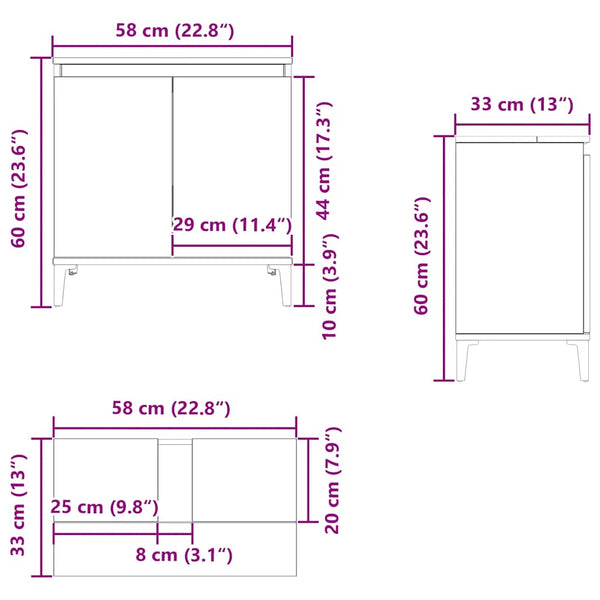 Waschtischunterschrank Francoise 58x33x60cm (Altholz, Holz)