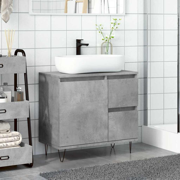 Betongrauer Waschbeckenunterschrank Papava 65x33x60cm (Holz)