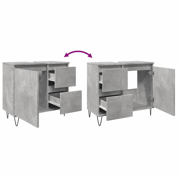 Betongrauer Waschbeckenunterschrank Papava 65x33x60cm (Holz)