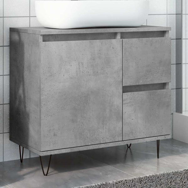 Betongrauer Waschbeckenunterschrank Papava 65x33x60cm (Holz)