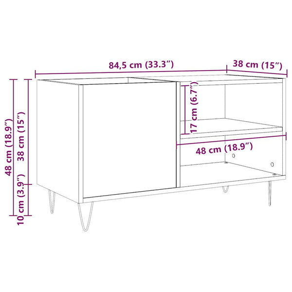 Lp-levyjen säilytyskaappi Demko 84,5x38x48cm (vanha puu, puinen)