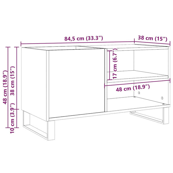 Schallplattenaufbewahrungsschrank Doriean 84,5x38x48cm (Altholz, Holz)