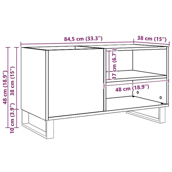 Artesaani tammi lp-levyjen säilytyskaappi Doriean 84,5x38x48cm (puu)