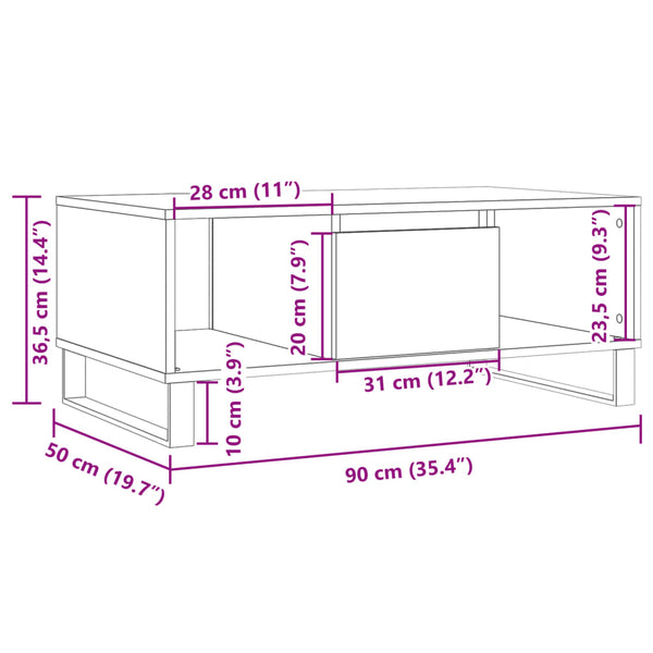 Couchtisch aus Altholz Mvasile 90x50x36,5cm (Holz)