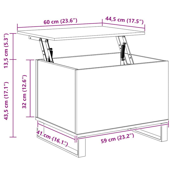 Alter Couchtisch Renilda 60x44,5x45cm (Holz)